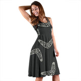 Hand Drawn Boomerang Australian Aboriginal Ornament Sleeveless Midi Dress