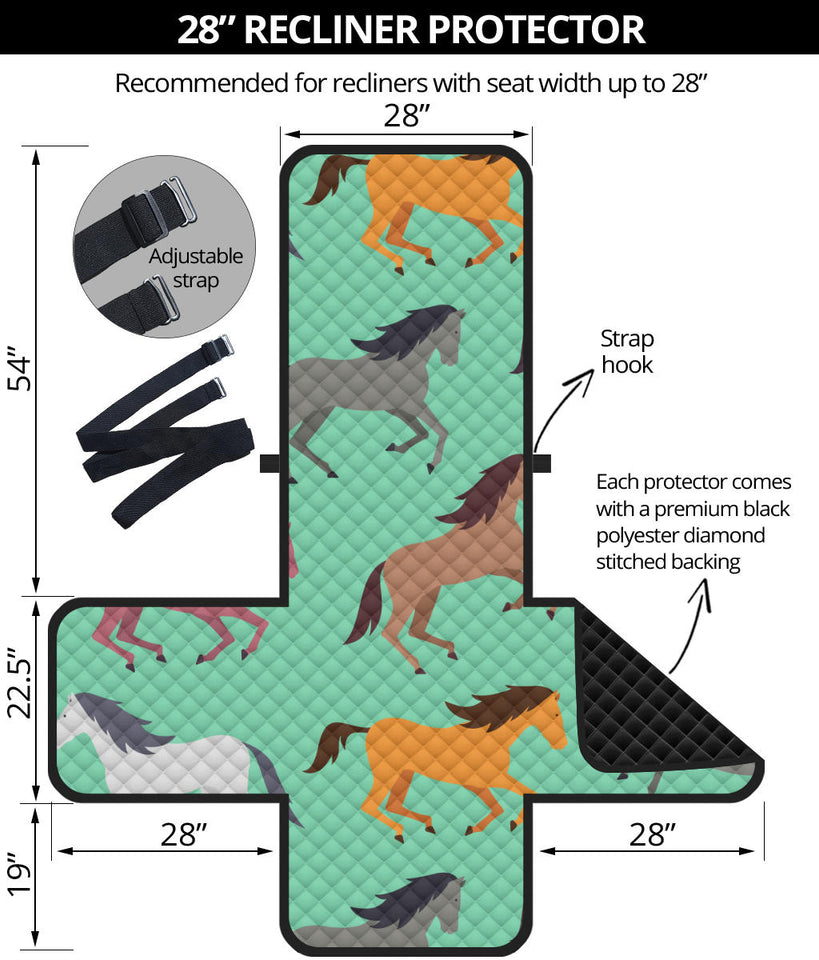 Colorful horses pattern Recliner Cover Protector