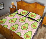 Avocado heart pink background Quilt Bed Set