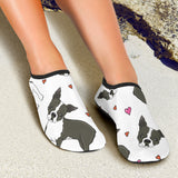 Boston Terrier Dog Hearts Vector Pattern Aqua Shoes