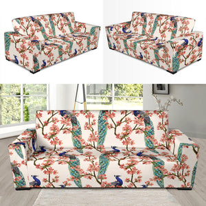 Peacock Tropical Flower Pattern Sofa Slipcover