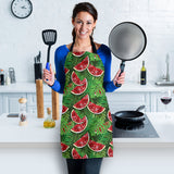 Watermelons Tropical Palm Leaves Pattern Background Adjustable Apron
