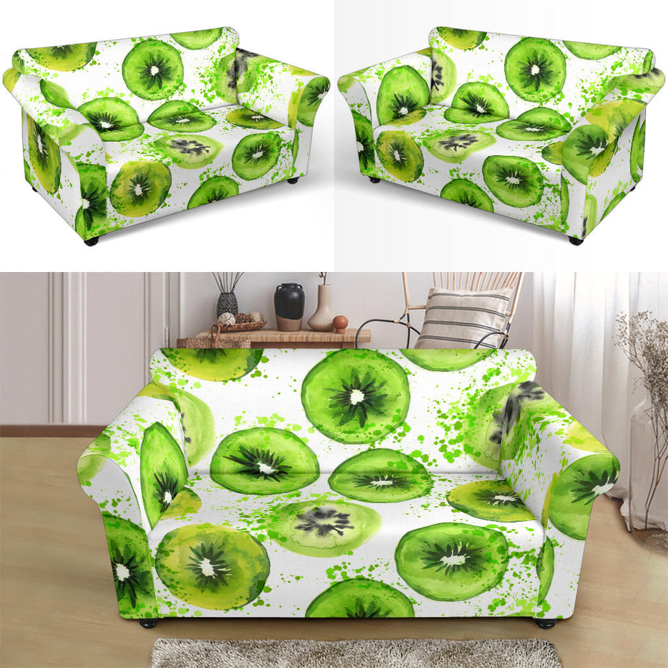 Watercolor Kiwi Pattern Loveseat Couch Slipcover