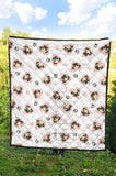 Cute Pugs Pink Heart Paw Pattern Premium Quilt