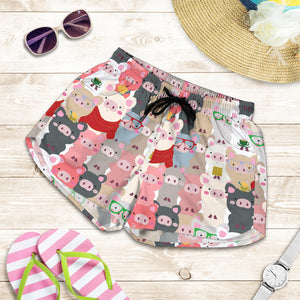Pig Pattern Print Design 02 Women Shorts