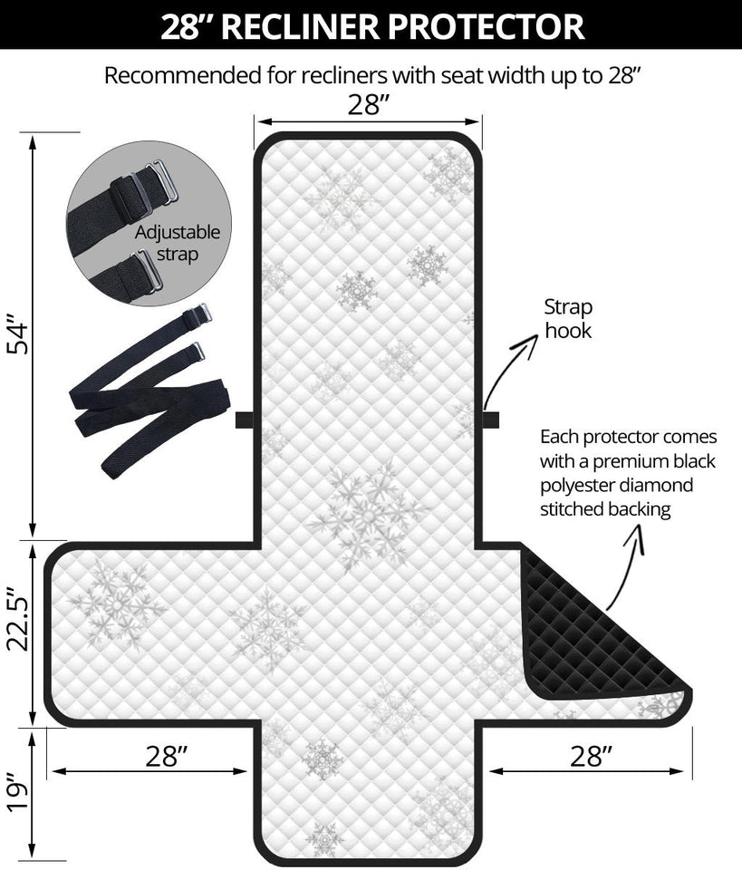 Snowflake pattern white background Recliner Cover Protector