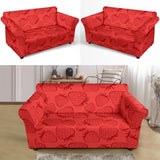 Strawberry Pattern Red Background Loveseat Couch Slipcover