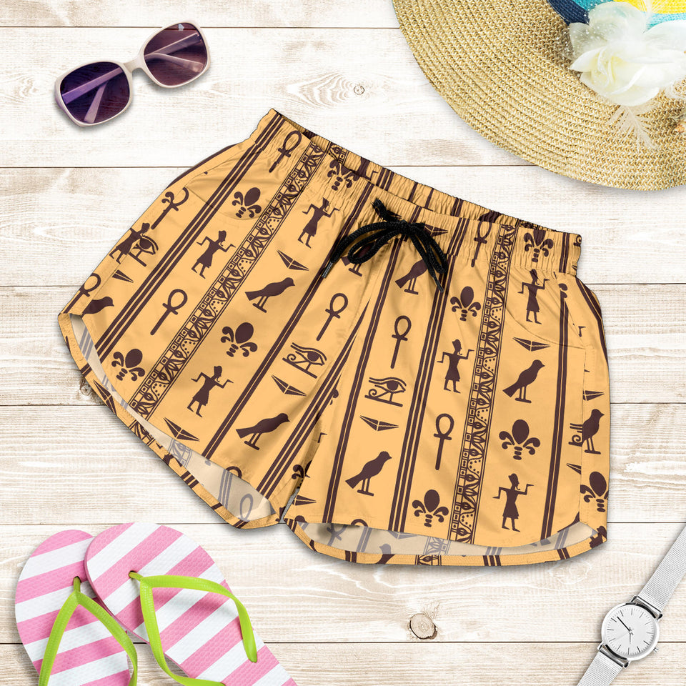 Egypt Hieroglyphics Pattern Print Design 02 Women Shorts