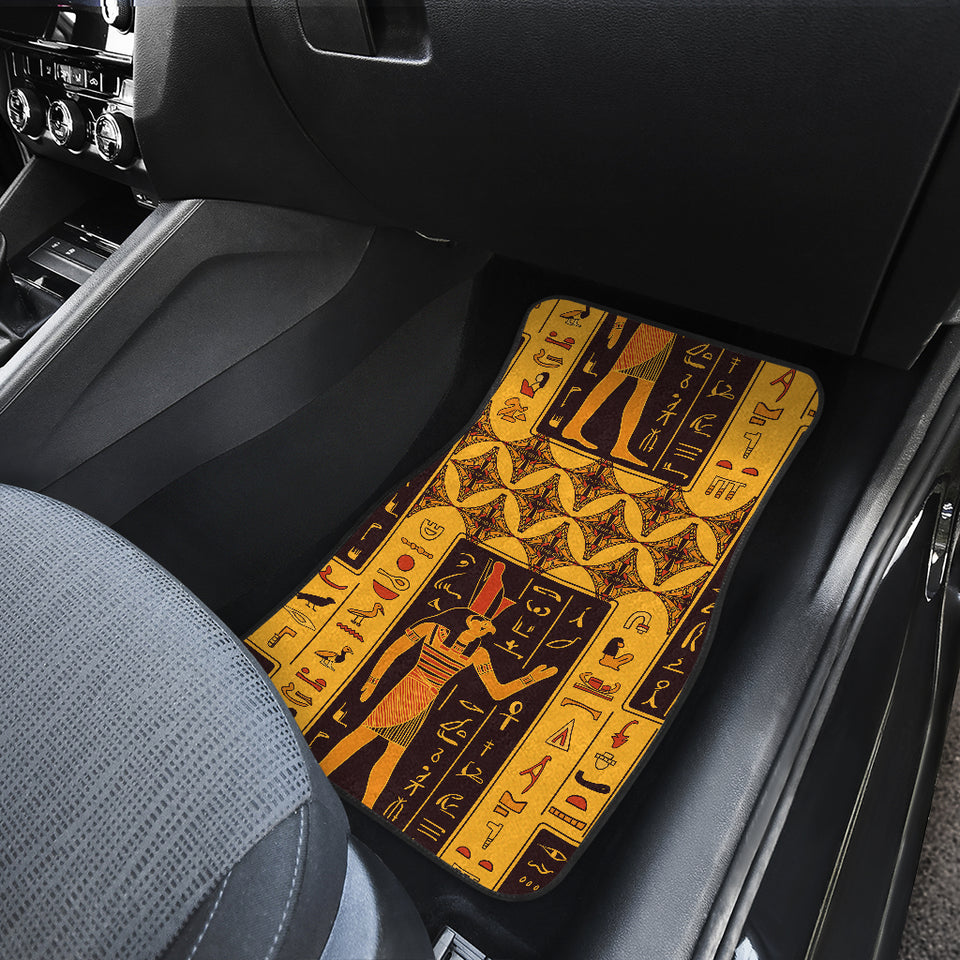 Egypt Hieroglyphics Pattern Print Design 05 Front and Back Car Mats