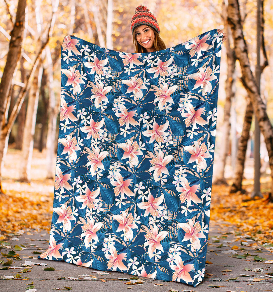 Hibiscus Pattern Print Design 02 Premium Blanket
