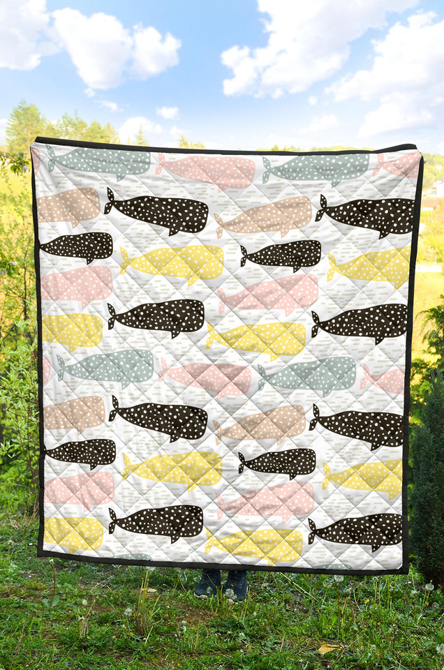 Whale Dot Pattern Premium Quilt