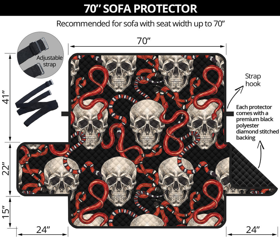 Red snake skull pattern Sofa Cover Protector