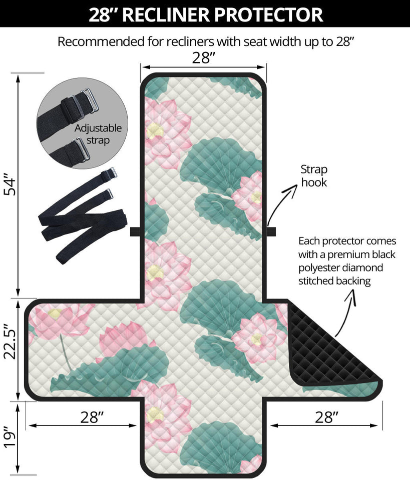 Pink lotus waterlily leaves pattern Recliner Cover Protector