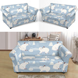 Cute Polar Bears Christmas Decoration Pattern Loveseat Couch Slipcover