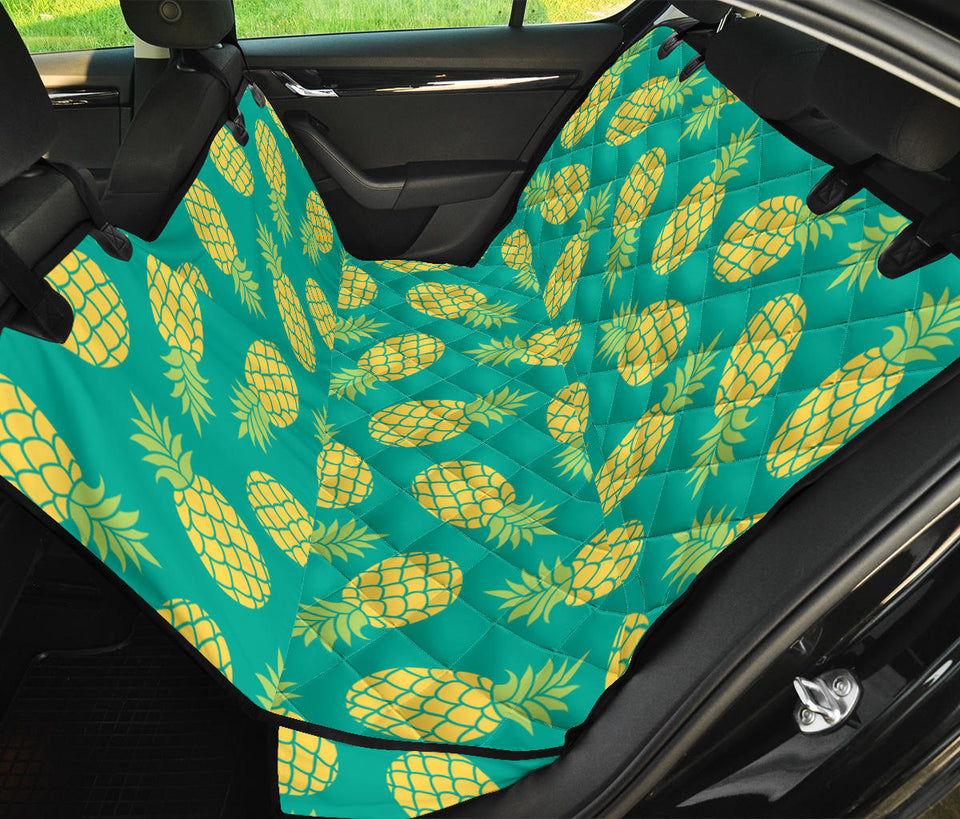 Pineapples Pattern Green Background Dog Car Seat Covers