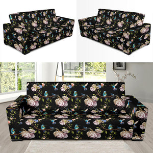 Hummingbird Pattern Print Design 03 Sofa Slipcover