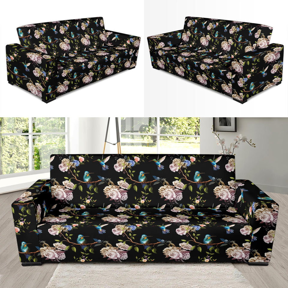 Hummingbird Pattern Print Design 03 Sofa Slipcover