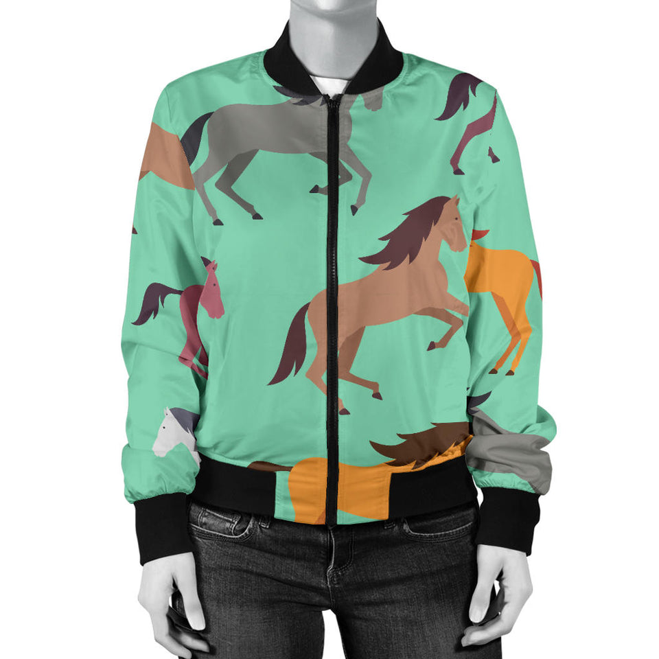 Colorful Horses Pattern Women'S Bomber Jacket