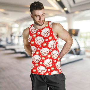 Cute Maneki Neko Lucky Cat red background Men Tank Top