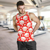 Cute Maneki Neko Lucky Cat red background Men Tank Top