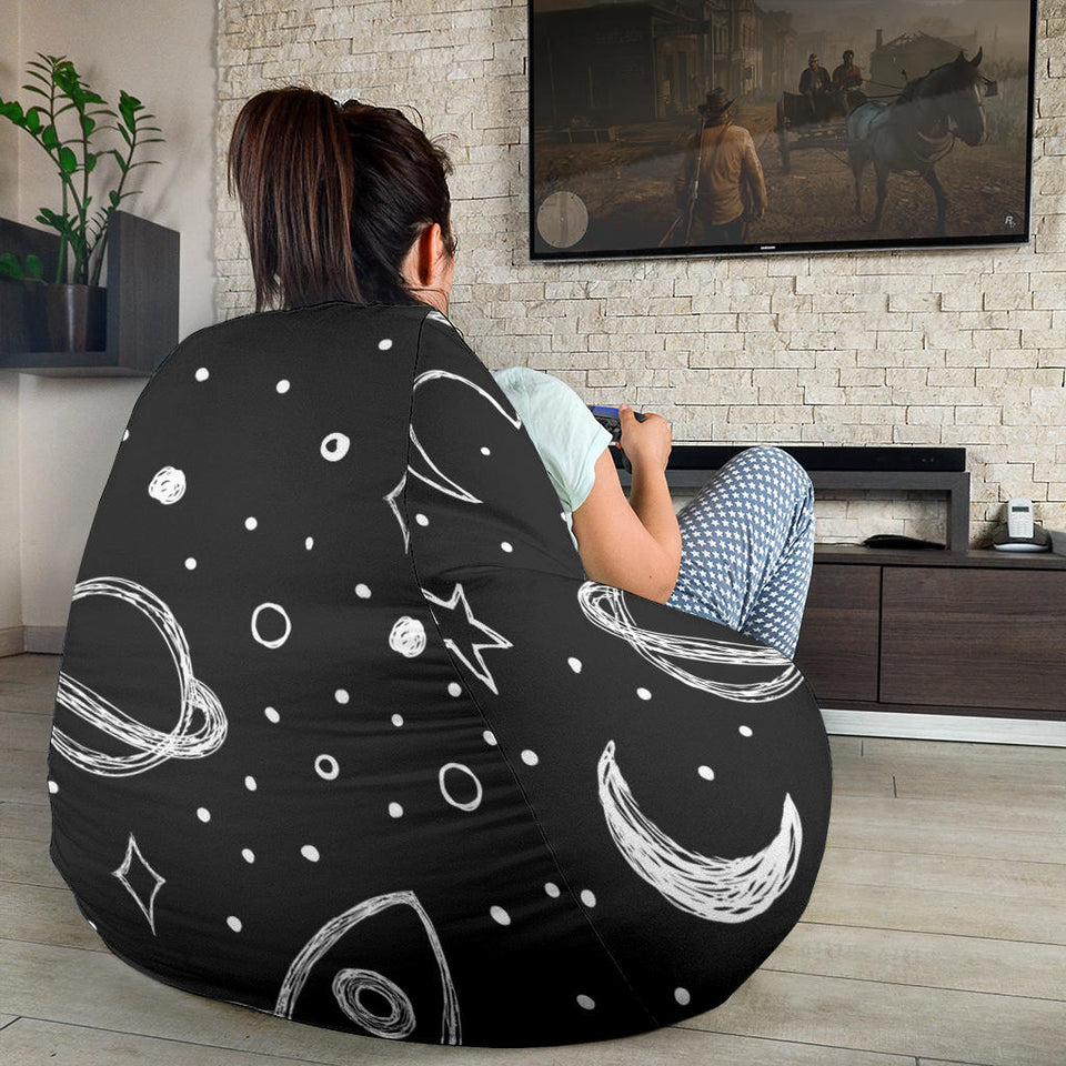 Hand Drawn Space Rocket Star Planet Bean Bag Cover