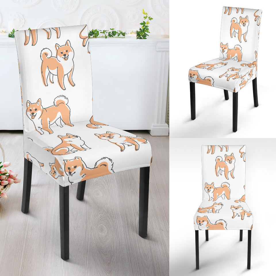 Shiba Inu Dog Pattern Dining Chair Slipcover