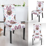 Cute Pug Hat Rabbit Costume Pattern Dining Chair Slipcover