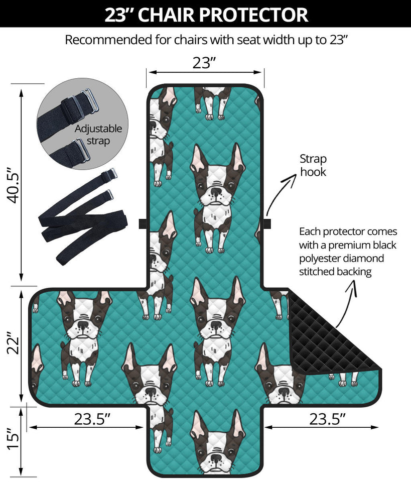 Hand drawn boston terrier dog pattern Chair Cover Protector