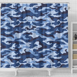 Blue Camo Camouflage Pattern Shower Curtain Fulfilled In US