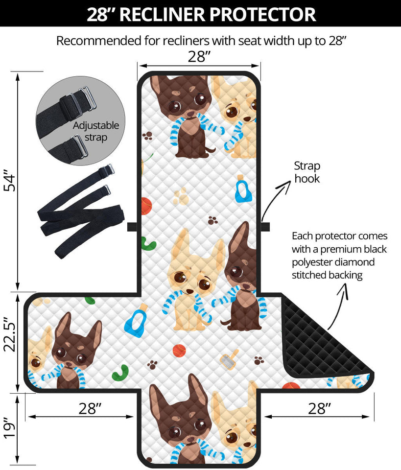 Cute Chihuahua dog pattern Recliner Cover Protector