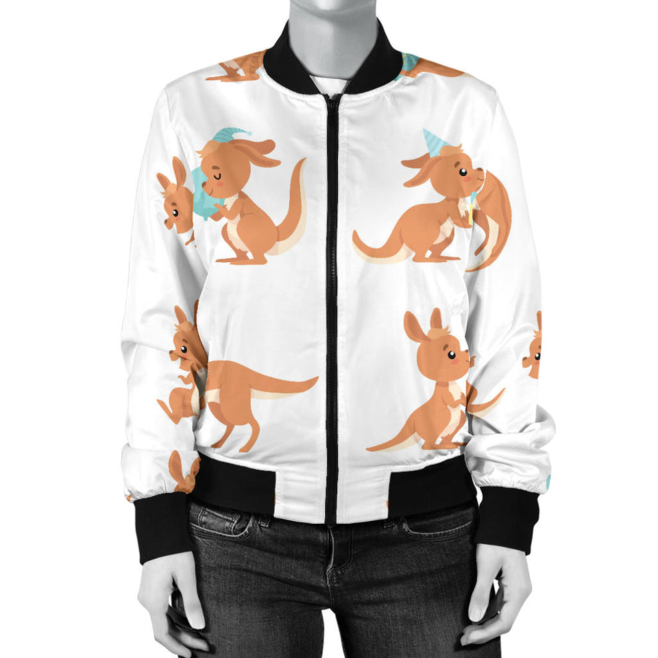 Cute Kangaroo Pattern Women'S Bomber Jacket