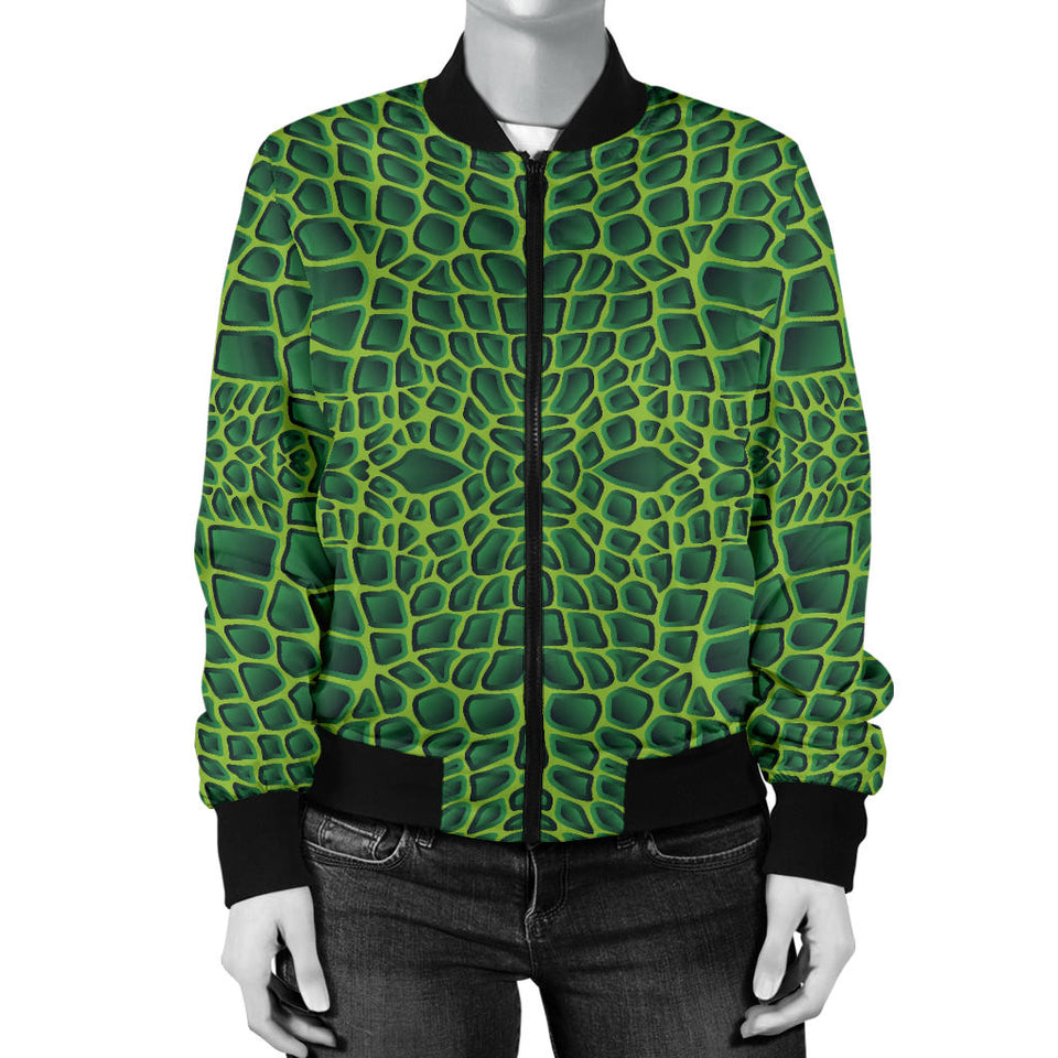 Crocodile Skin Printed Women'S Bomber Jacket