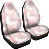 Cute Moon Cloud Star Pattern Pink Dot Background Universal Fit Car Seat Covers