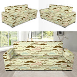 Mustache Beard Pattern Print Design 01 Sofa Slipcover