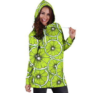 Slices Of Lime Design Pattern Women'S Hoodie Dress