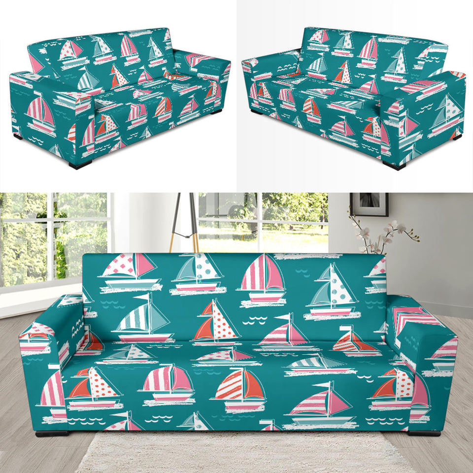 Cute Sailboat Pattern Sofa Slipcover