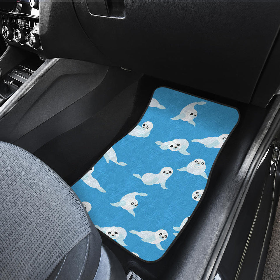 Cute Sea Lion Seal Pattern Background Front And Back Car Mats