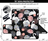 white swan blooming flower pattern Sofa Cover Protector