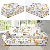 Cute Beagle Dog Pattern Background Sofa Slipcover