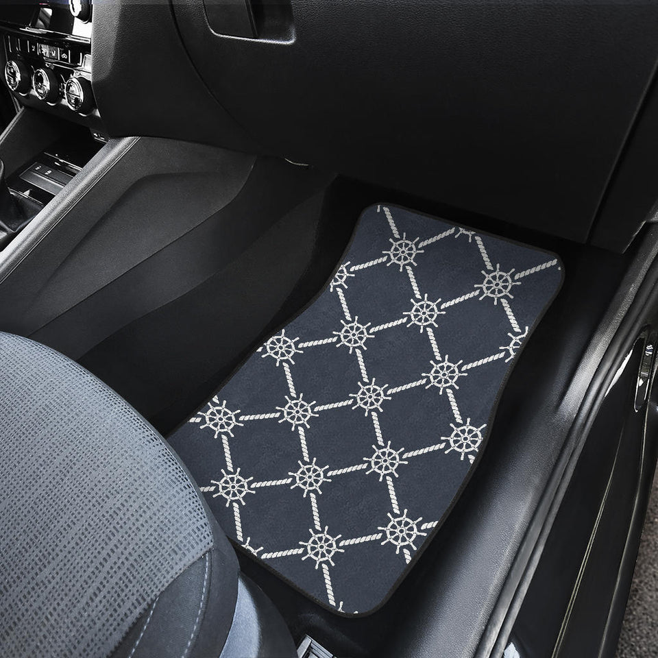 Nautical Steering Wheel Rope Pattern Front Car Mats