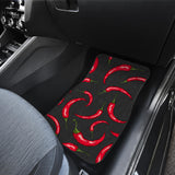 Chili Peppers Pattern Black Background Front And Back Car Mats