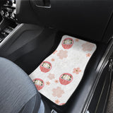 Daruma Japanese Wooden Doll Cherry Blossom Flower Pattern Front And Back Car Mats