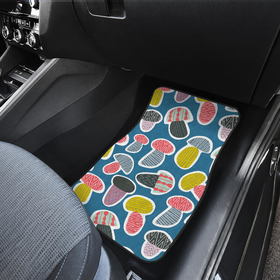 Colorful Mushroom Design Pattern Front And Back Car Mats
