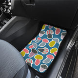Colorful Mushroom Design Pattern Front And Back Car Mats