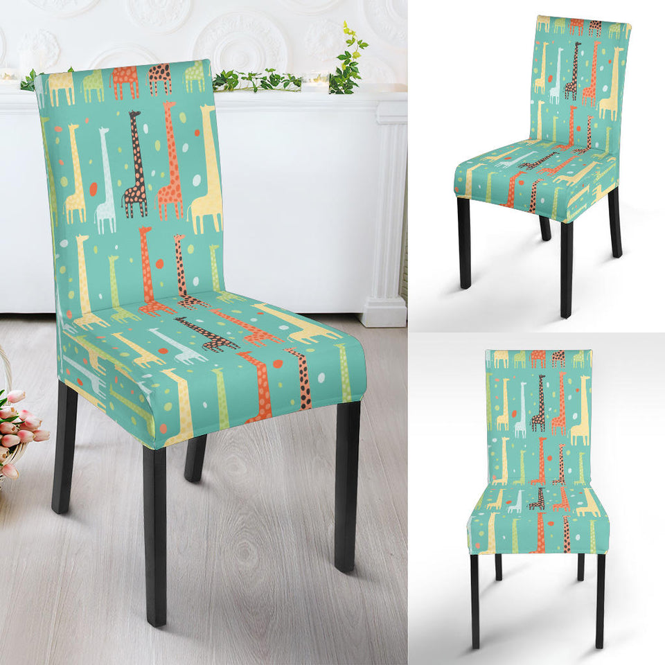 Giraffe Pattern Print Design 01 Dining Chair Slipcover