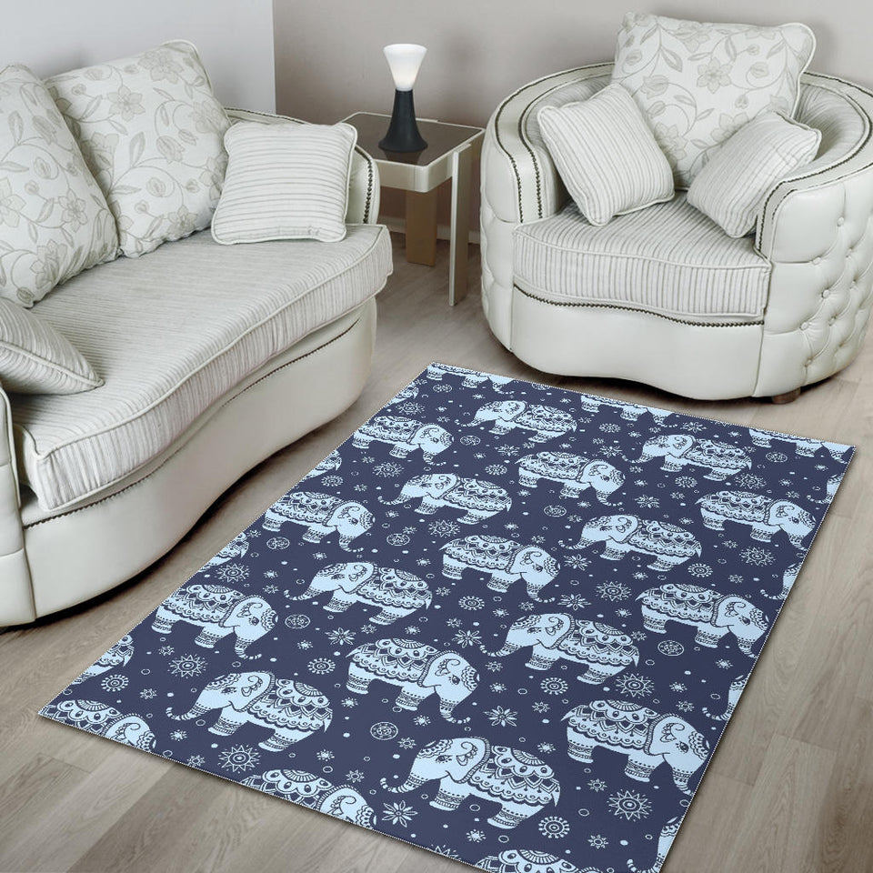 Elephant Tribal Design Pattern Area Rug