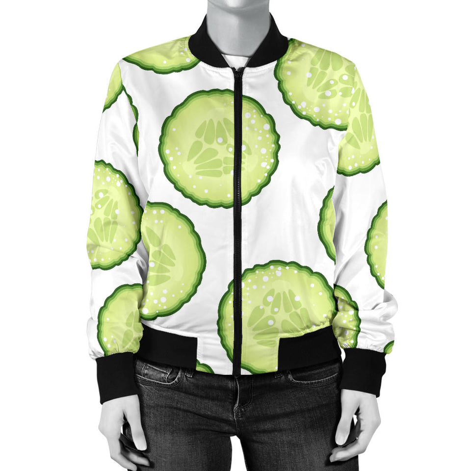Cucumber Slices Pattern Women'S Bomber Jacket