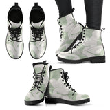 Ginkgo Leaves Pattern Leather Boots