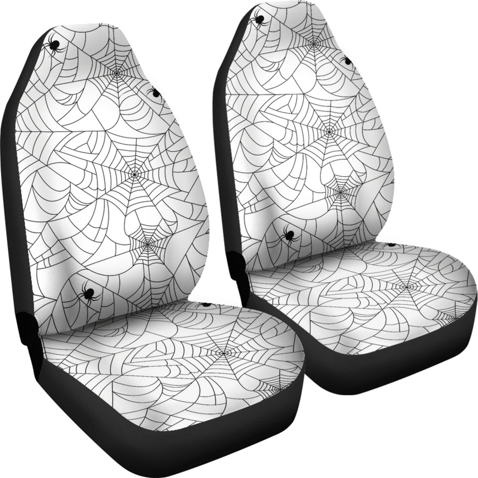 Spider Web Cobweb Pattern White Background Universal Fit Car Seat Covers