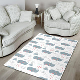 Cute Rhino Heart Pattern Area Rug